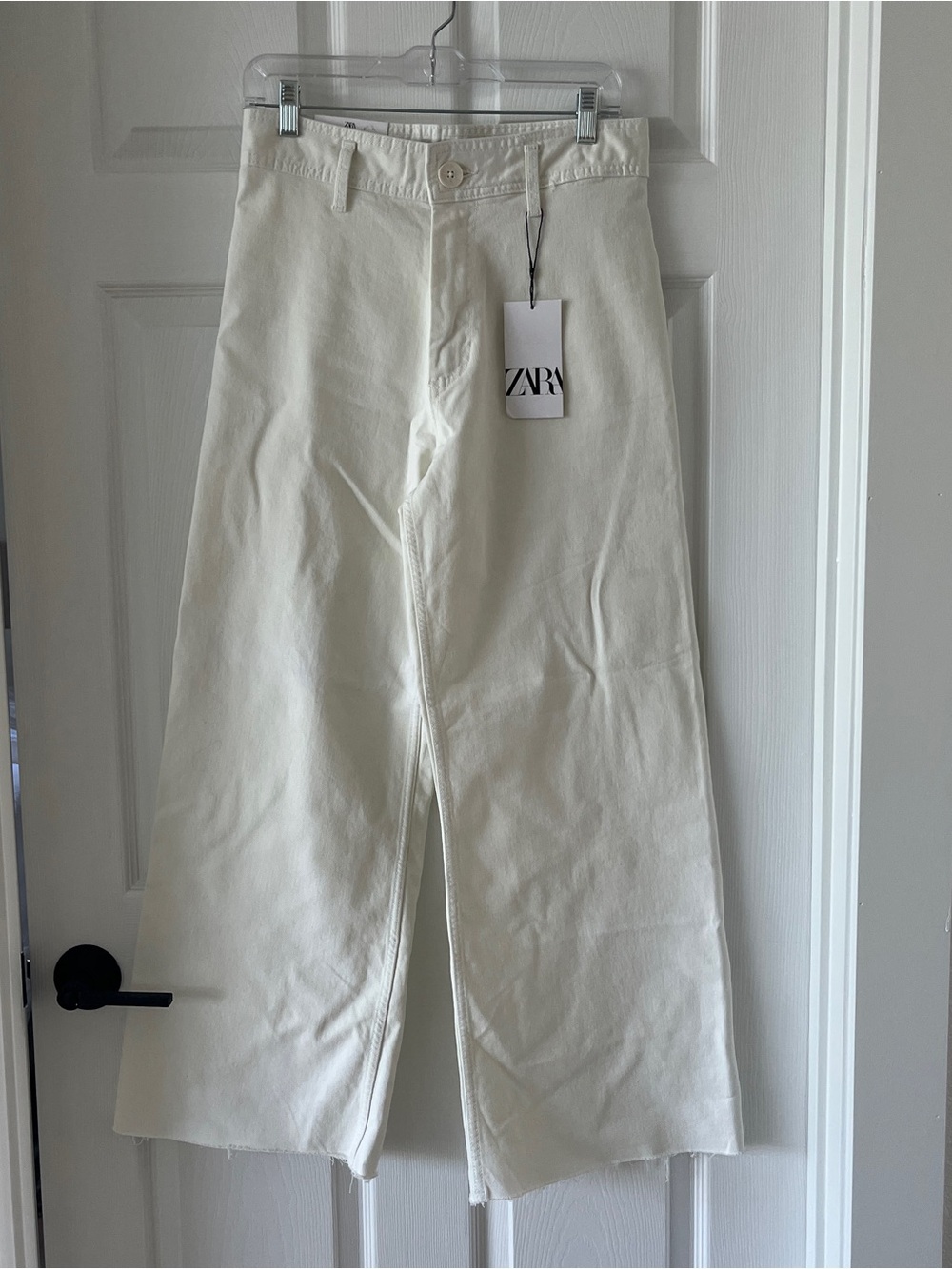 Zara Off-White Marine Straight-Leg Pants